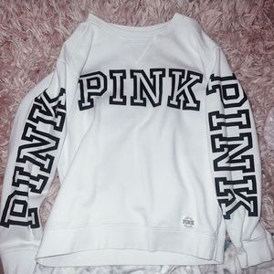Rare PINK campus crew neck sweat-shirt, white. Only worn 1 or 2 times.